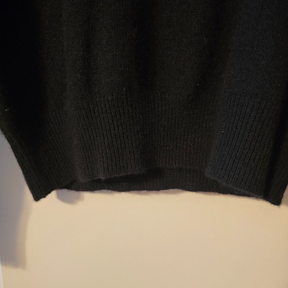 Diane Freis Knits Black Beaded Fringed Embroidered Black Angora & Wool Cutout L - Picture 6 of 17
